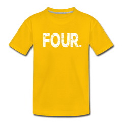 Boy 4th Birthday Shirt, Birthday Boy T-Shirt, Four Year Old Birthday Gift, Premium Kids Shirt - sun yellow