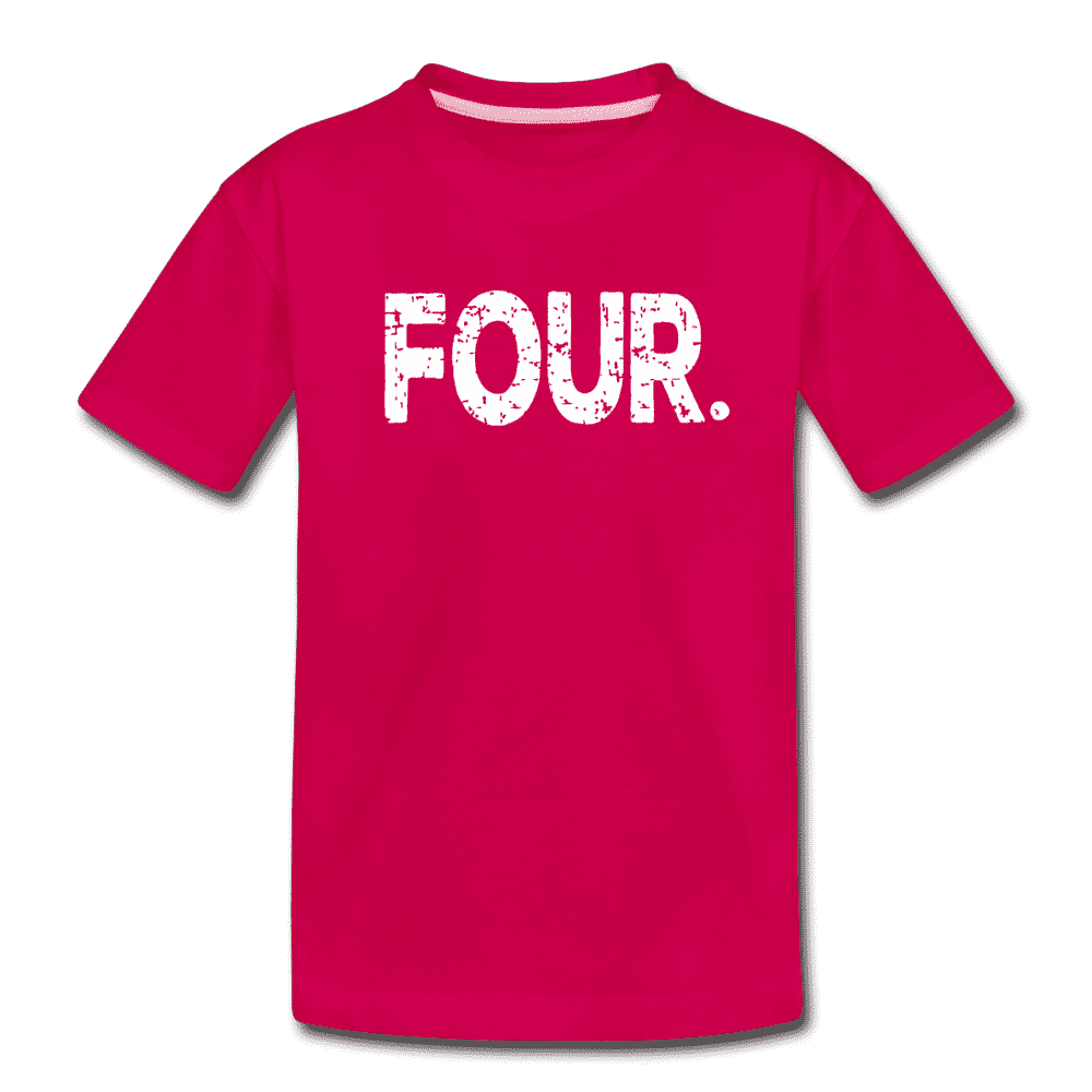 Boy 4th Birthday Shirt, Birthday Boy T-Shirt, Four Year Old Birthday Gift, Premium Kids Shirt - dark pink