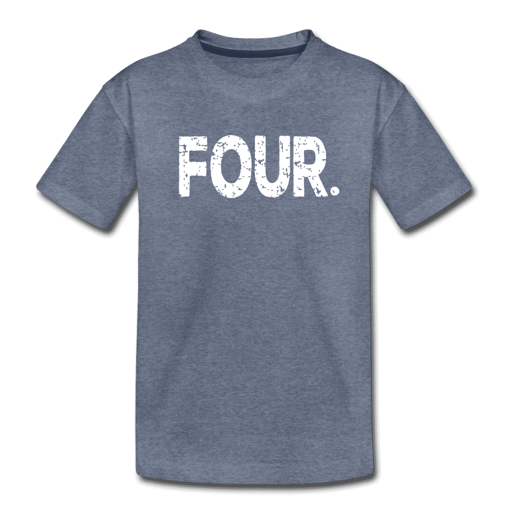 Boy 4th Birthday Shirt, Birthday Boy T-Shirt, Four Year Old Birthday Gift, Premium Kids Shirt - heather blue