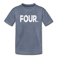 Boy 4th Birthday Shirt, Birthday Boy T-Shirt, Four Year Old Birthday Gift, Premium Kids Shirt - heather blue