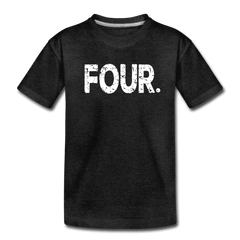 Boy 4th Birthday Shirt, Birthday Boy T-Shirt, Four Year Old Birthday Gift, Premium Kids Shirt - charcoal gray