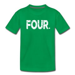 Boy 4th Birthday Shirt, Birthday Boy T-Shirt, Four Year Old Birthday Gift, Premium Kids Shirt - kelly green