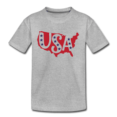 Boys and Girls Cute 4th of July USA Outfit, Kids' Premium T-Shirt - heather gray