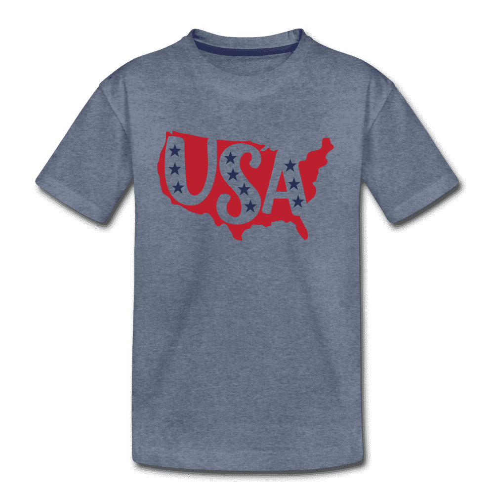 Boys and Girls Cute 4th of July USA Outfit, Kids' Premium T-Shirt - heather blue