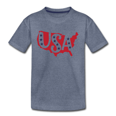 Boys and Girls Cute 4th of July USA Outfit, Kids' Premium T-Shirt - heather blue