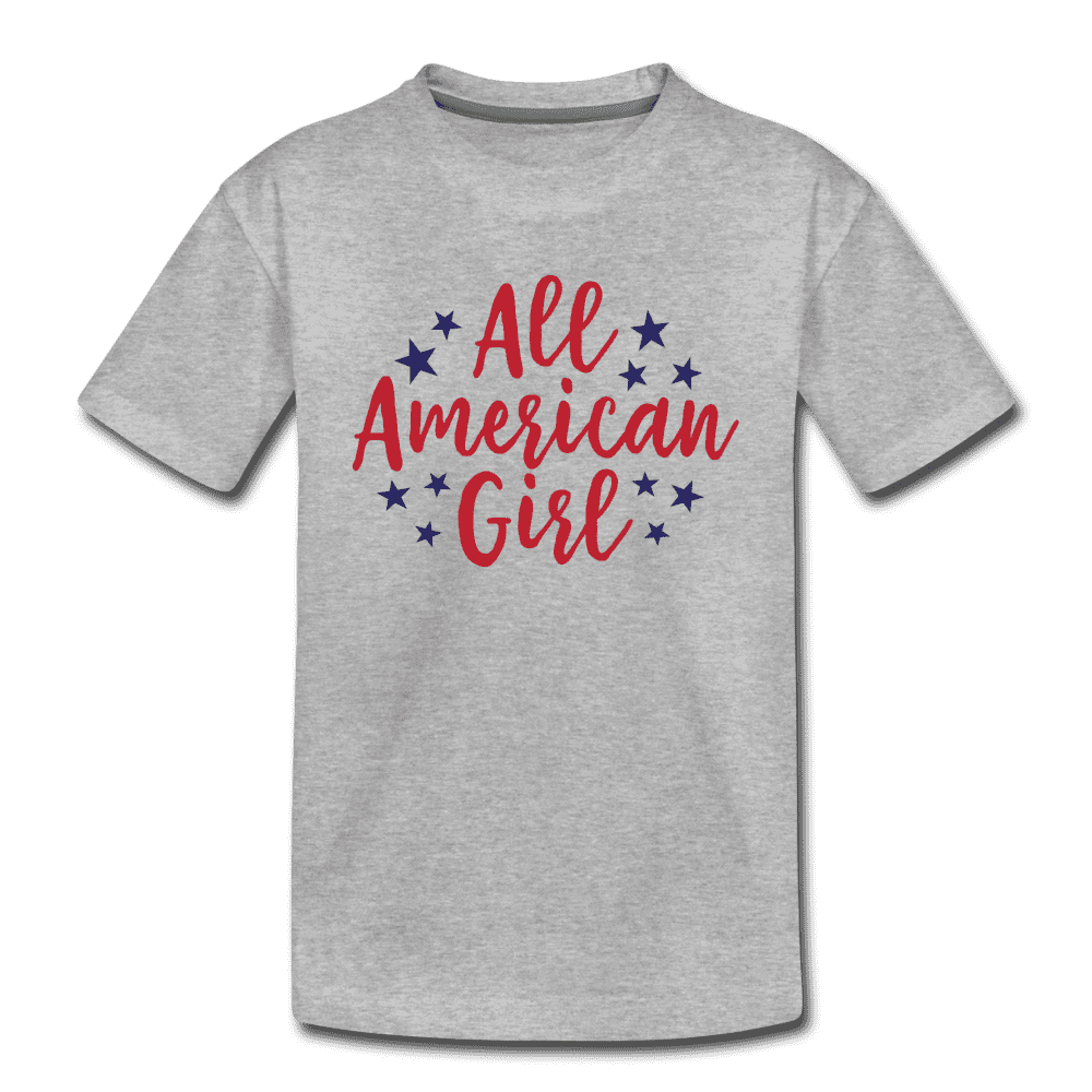 Girls Cute 4th of July Shirt, All American Girl, Kids' Premium T-Shirt - heather gray