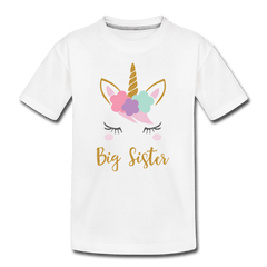Unicorn Big Sister Shirt for Girls, Kids' Premium T-Shirt - white