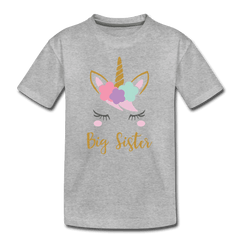 Unicorn Big Sister Shirt for Girls, Kids' Premium T-Shirt - heather gray