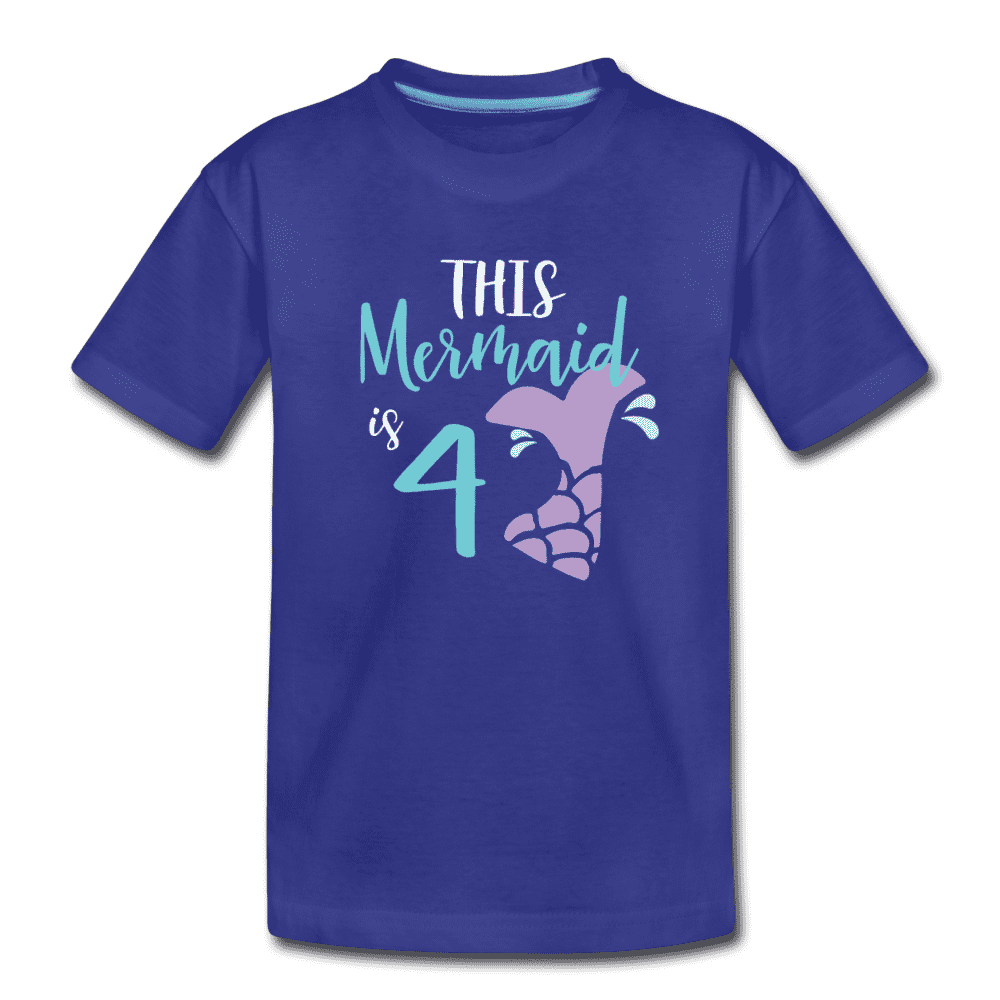 Mermaid 4th Birthday Shirt, Cute Mermaid Birthday Girl Outfit, Premium Kids T-Shirt - royal blue