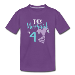 Mermaid 4th Birthday Shirt, Cute Mermaid Birthday Girl Outfit, Premium Kids T-Shirt - purple