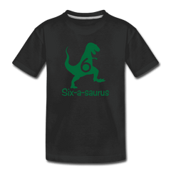 Sixth Birthday Boy Shirt, Six-a-saurus Birthday T-Shirt, Kids Premium Shirt - black