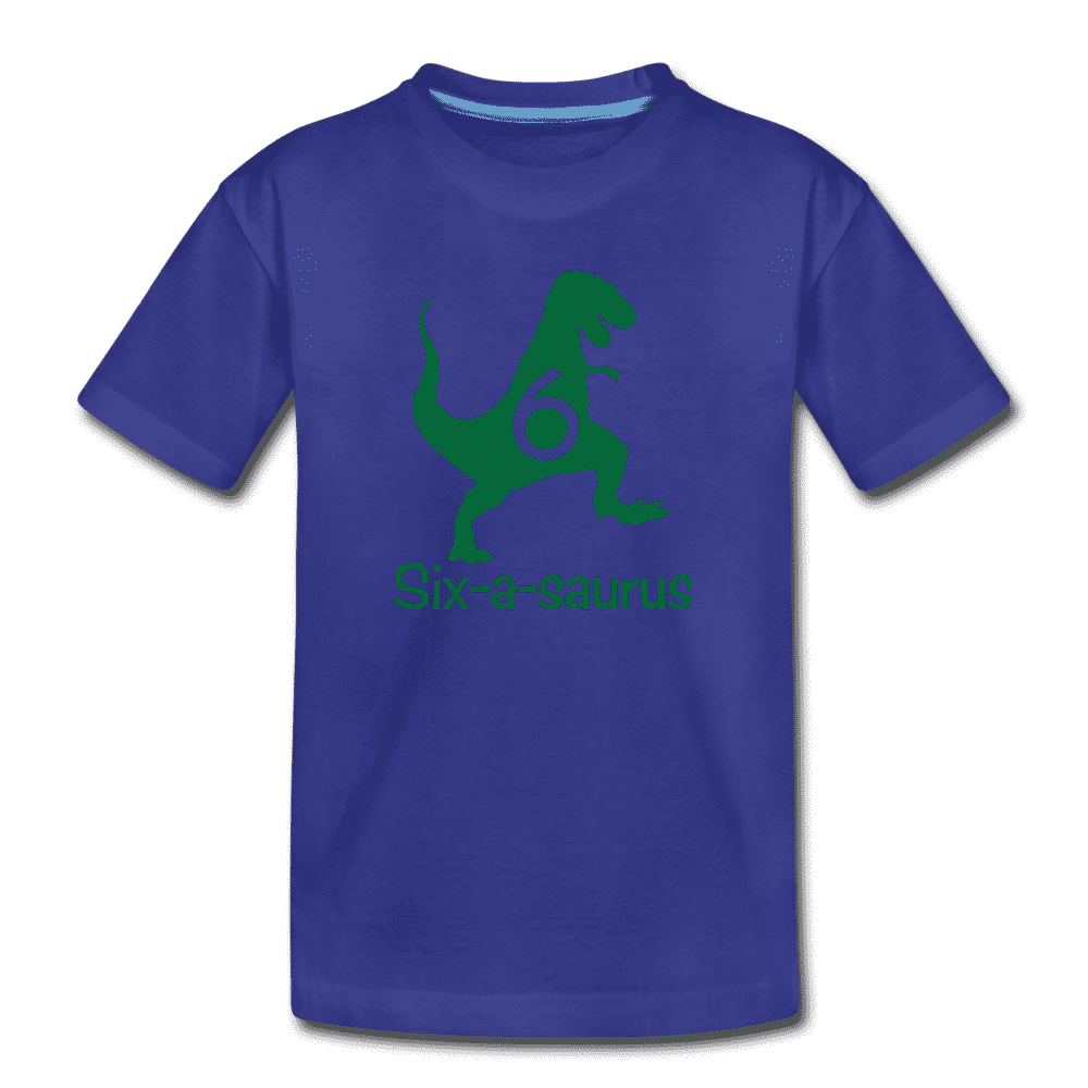 Sixth Birthday Boy Shirt, Six-a-saurus Birthday T-Shirt, Kids Premium Shirt - royal blue