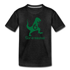 Sixth Birthday Boy Shirt, Six-a-saurus Birthday T-Shirt, Kids Premium Shirt - charcoal gray