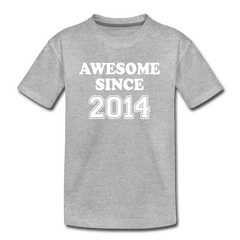 Awesome Since 2014 Kids Birthday Shirt, Boys and Girls Premium Shirt - heather gray