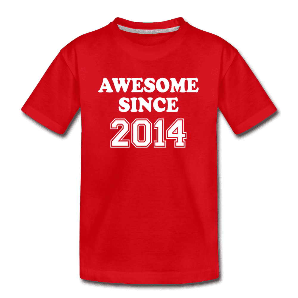 Awesome Since 2014 Kids Birthday Shirt, Boys and Girls Premium Shirt - red