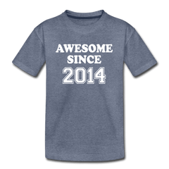 Awesome Since 2014 Kids Birthday Shirt, Boys and Girls Premium Shirt - heather blue