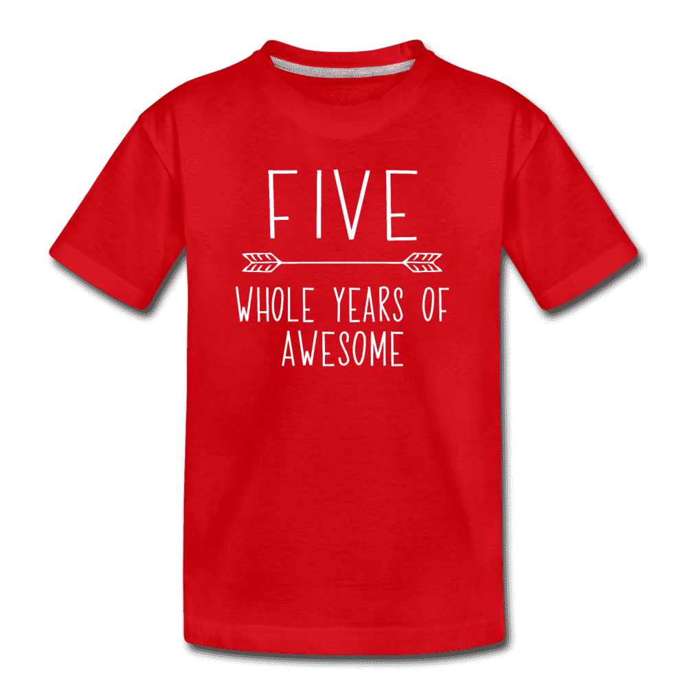 Fifth Birthday Outfit Boy Five Year Old Boy Birthday Shirt, Kids' Premium T-Shirt - red
