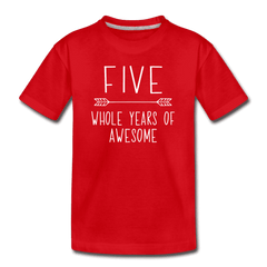 Fifth Birthday Outfit Boy Five Year Old Boy Birthday Shirt, Kids' Premium T-Shirt - red