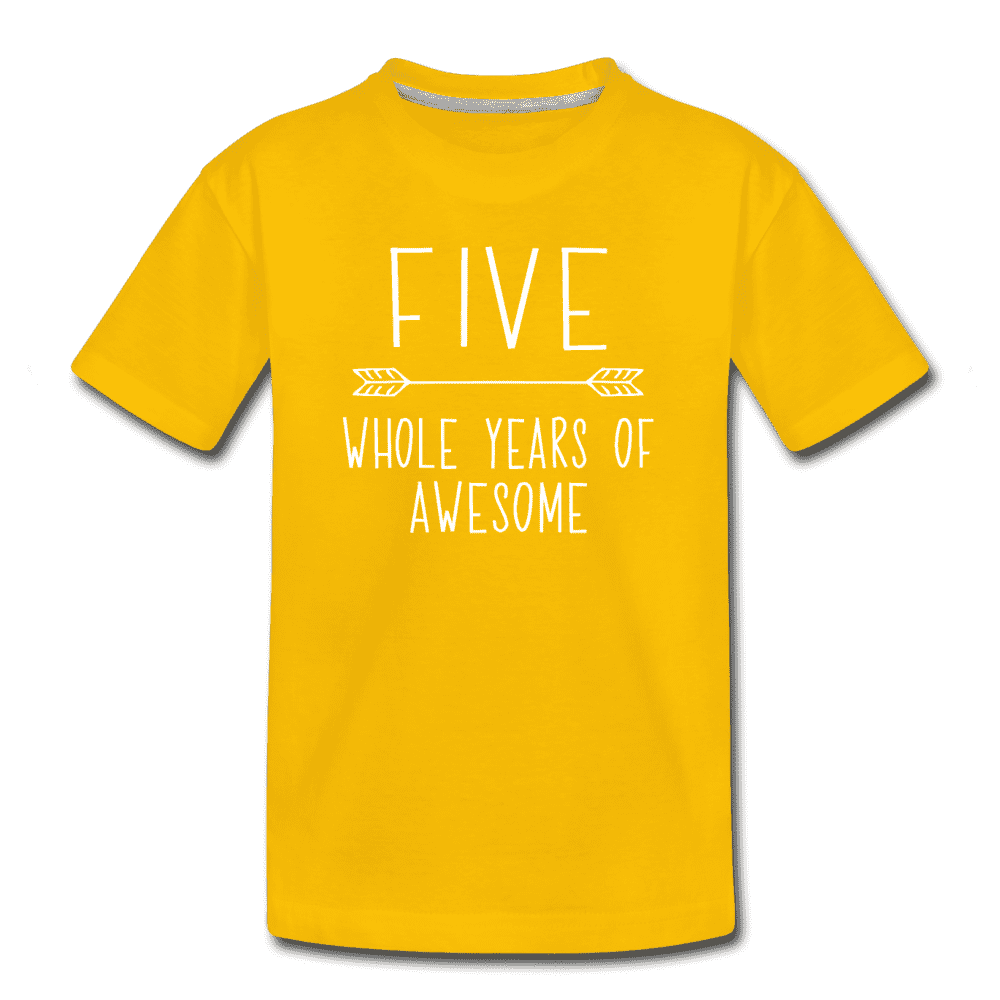Fifth Birthday Outfit Boy Five Year Old Boy Birthday Shirt, Kids' Premium T-Shirt - sun yellow
