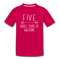 Fifth Birthday Outfit Boy Five Year Old Boy Birthday Shirt, Kids' Premium T-Shirt - dark pink