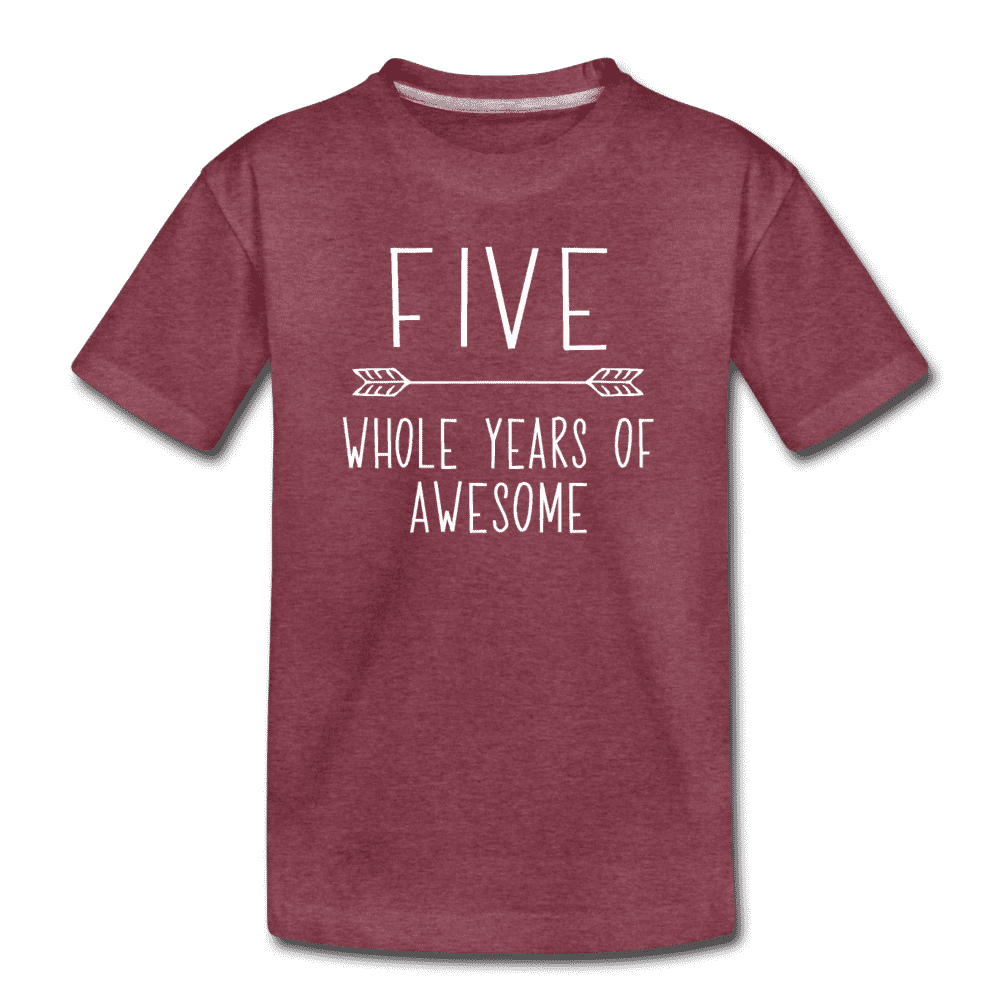 Fifth Birthday Outfit Boy Five Year Old Boy Birthday Shirt, Kids' Premium T-Shirt - heather burgundy