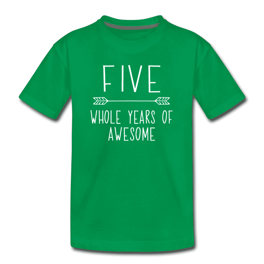 Fifth Birthday Outfit Boy Five Year Old Boy Birthday Shirt, Kids' Premium T-Shirt - kelly green