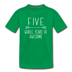 Fifth Birthday Outfit Boy Five Year Old Boy Birthday Shirt, Kids' Premium T-Shirt - kelly green
