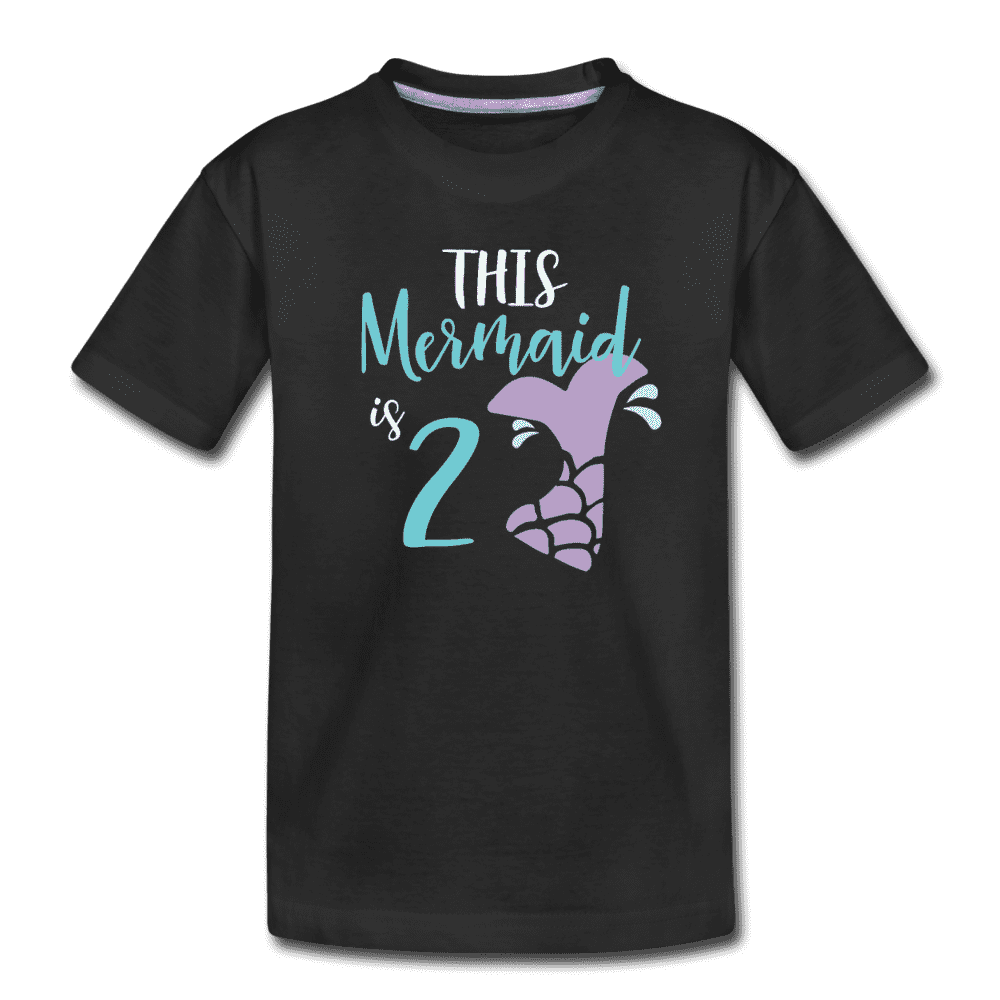 2nd Birthday Girl Mermaid Shirt, Toddler Premium T-Shirt - black