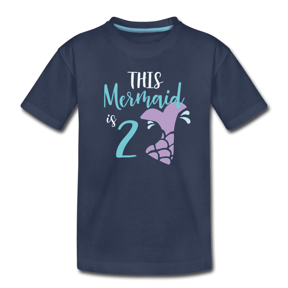 2nd Birthday Girl Mermaid Shirt, Toddler Premium T-Shirt - navy