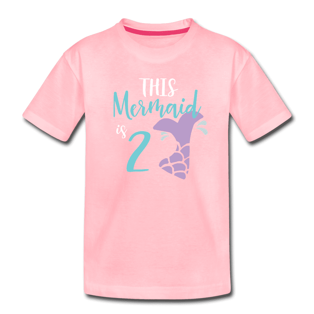 2nd Birthday Girl Mermaid Shirt, Toddler Premium T-Shirt - pink