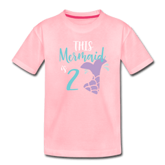 2nd Birthday Girl Mermaid Shirt, Toddler Premium T-Shirt - pink