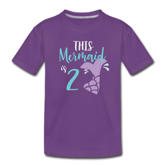 2nd Birthday Girl Mermaid Shirt, Toddler Premium T-Shirt - purple