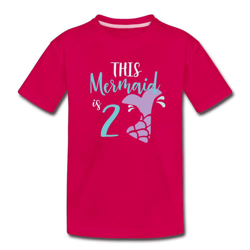 2nd Birthday Girl Mermaid Shirt, Toddler Premium T-Shirt - dark pink