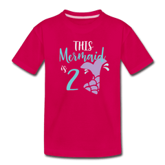 2nd Birthday Girl Mermaid Shirt, Toddler Premium T-Shirt - dark pink