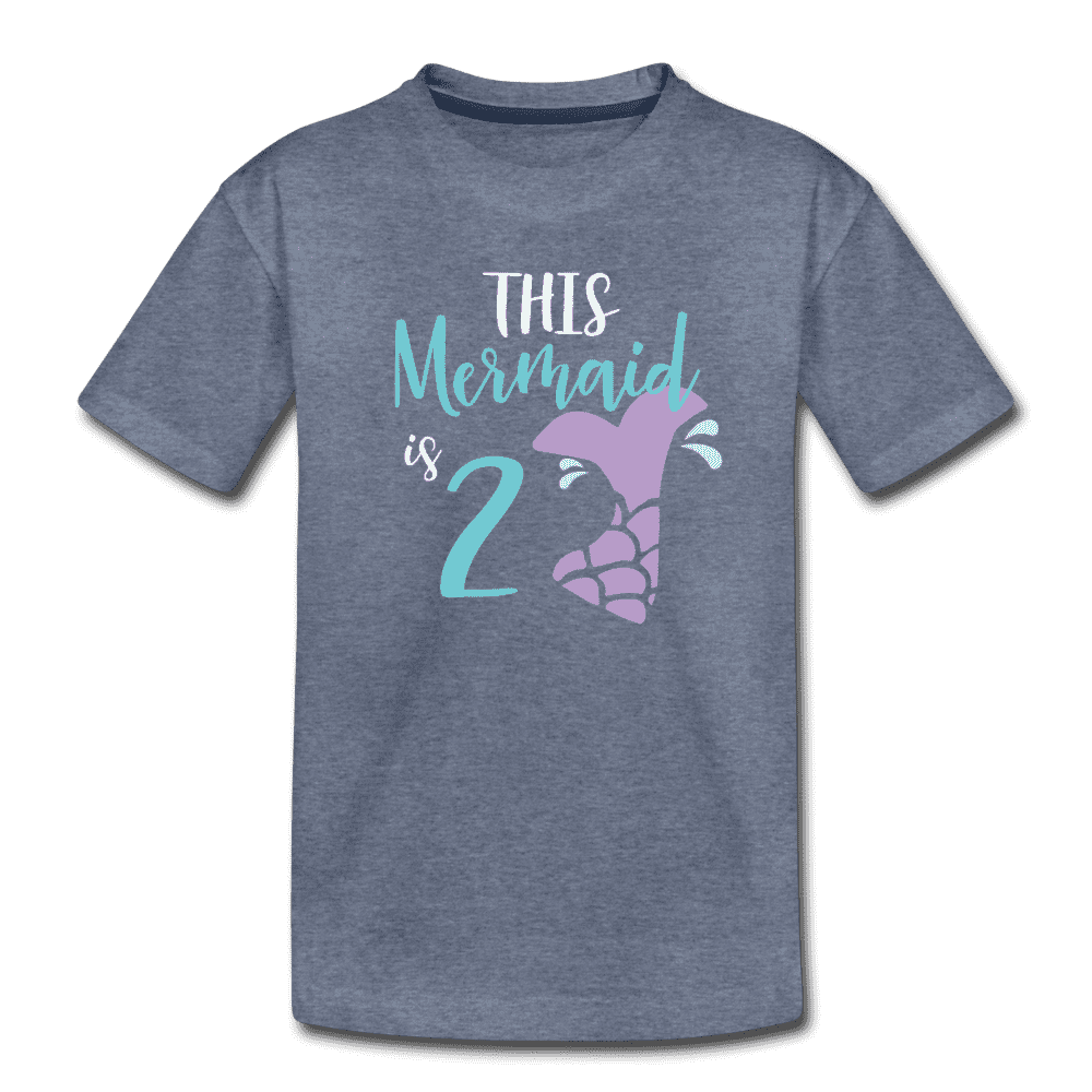 2nd Birthday Girl Mermaid Shirt, Toddler Premium T-Shirt - heather blue