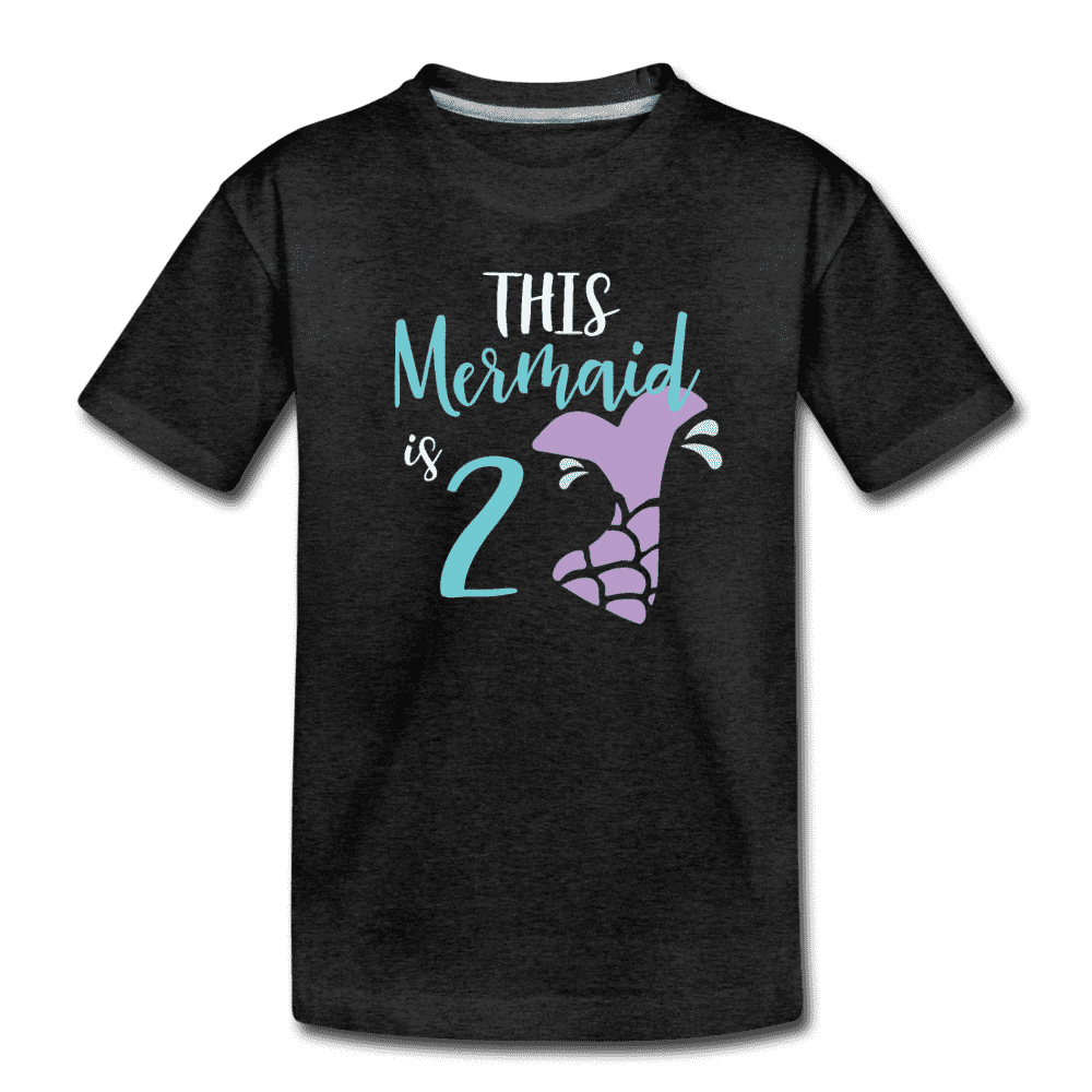 2nd Birthday Girl Mermaid Shirt, Toddler Premium T-Shirt - charcoal gray