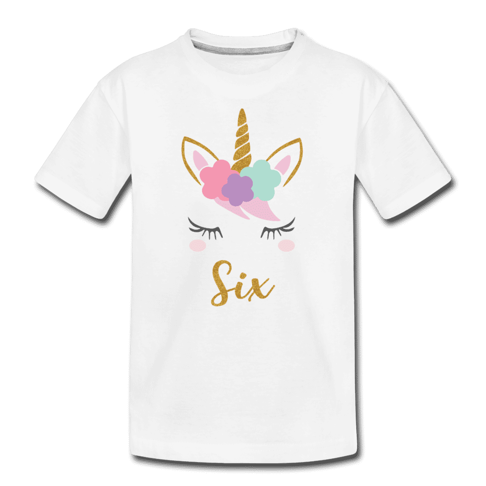 6th Birthday Girl Unicorn Shirt, Kids' Premium T-Shirt - white
