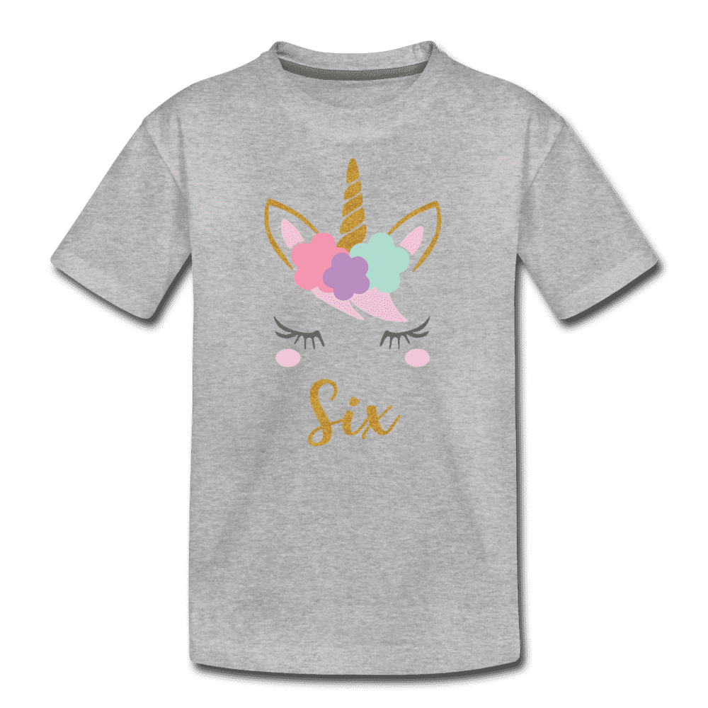 6th Birthday Girl Unicorn Shirt, Kids' Premium T-Shirt - heather gray