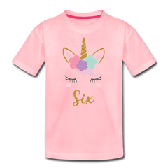 6th Birthday Girl Unicorn Shirt, Kids' Premium T-Shirt - pink