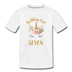 7th Birthday Girl Unicorn Shirt, Kids' Premium T-Shirt - white