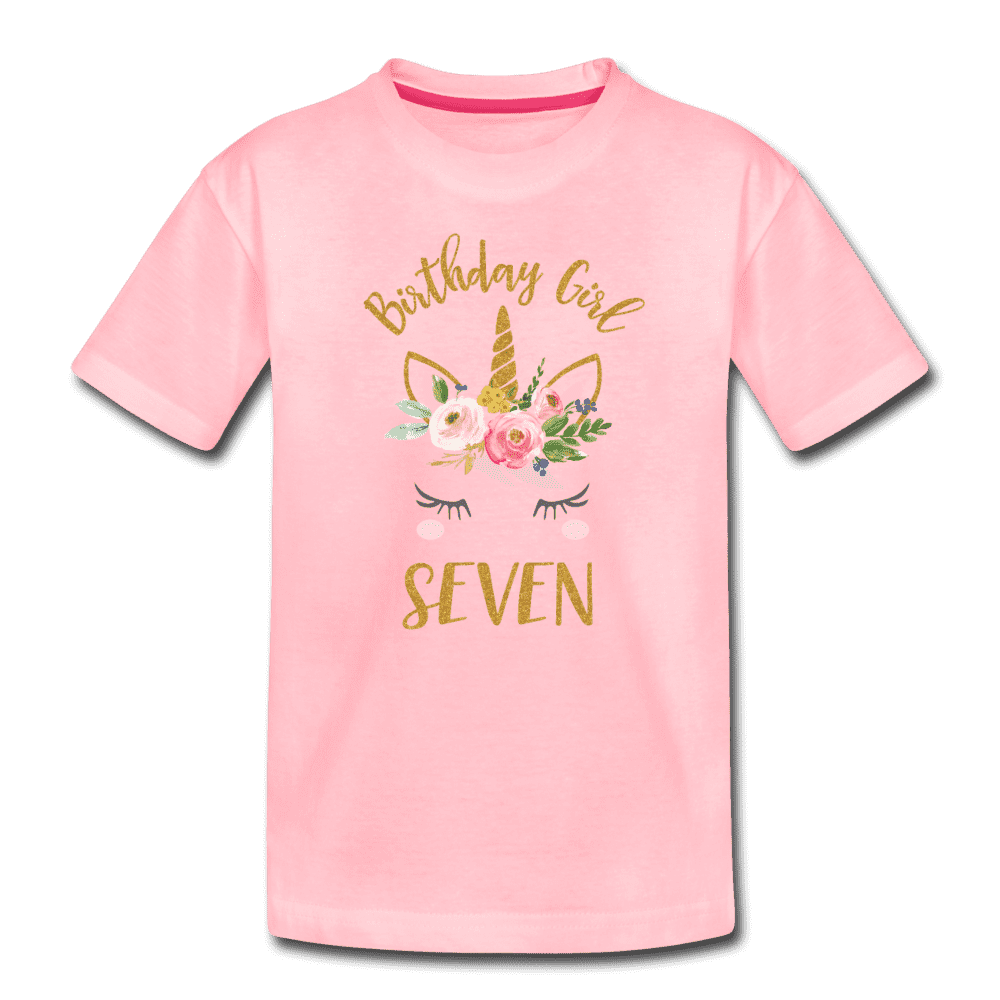 7th Birthday Girl Unicorn Shirt, Kids' Premium T-Shirt - pink