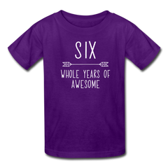 Boy 6th Birthday Shirt, Kids' T-Shirt Fruit of the Loom - purple