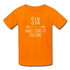 Boy 6th Birthday Shirt, Kids' T-Shirt Fruit of the Loom - orange