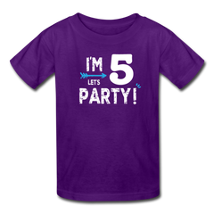 Boy 5th Birthday Shirt, I'm Five Lets Party Kids' T-Shirt Fruit of the Loom - purple