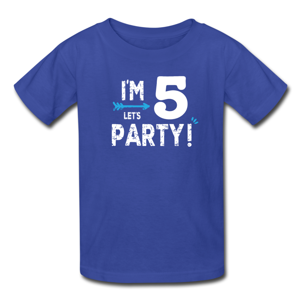 Boy 5th Birthday Shirt, I'm Five Lets Party Kids' T-Shirt Fruit of the Loom - royal blue