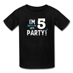 Boy 5th Birthday Shirt, I'm Five Lets Party Kids' T-Shirt Fruit of the Loom - black
