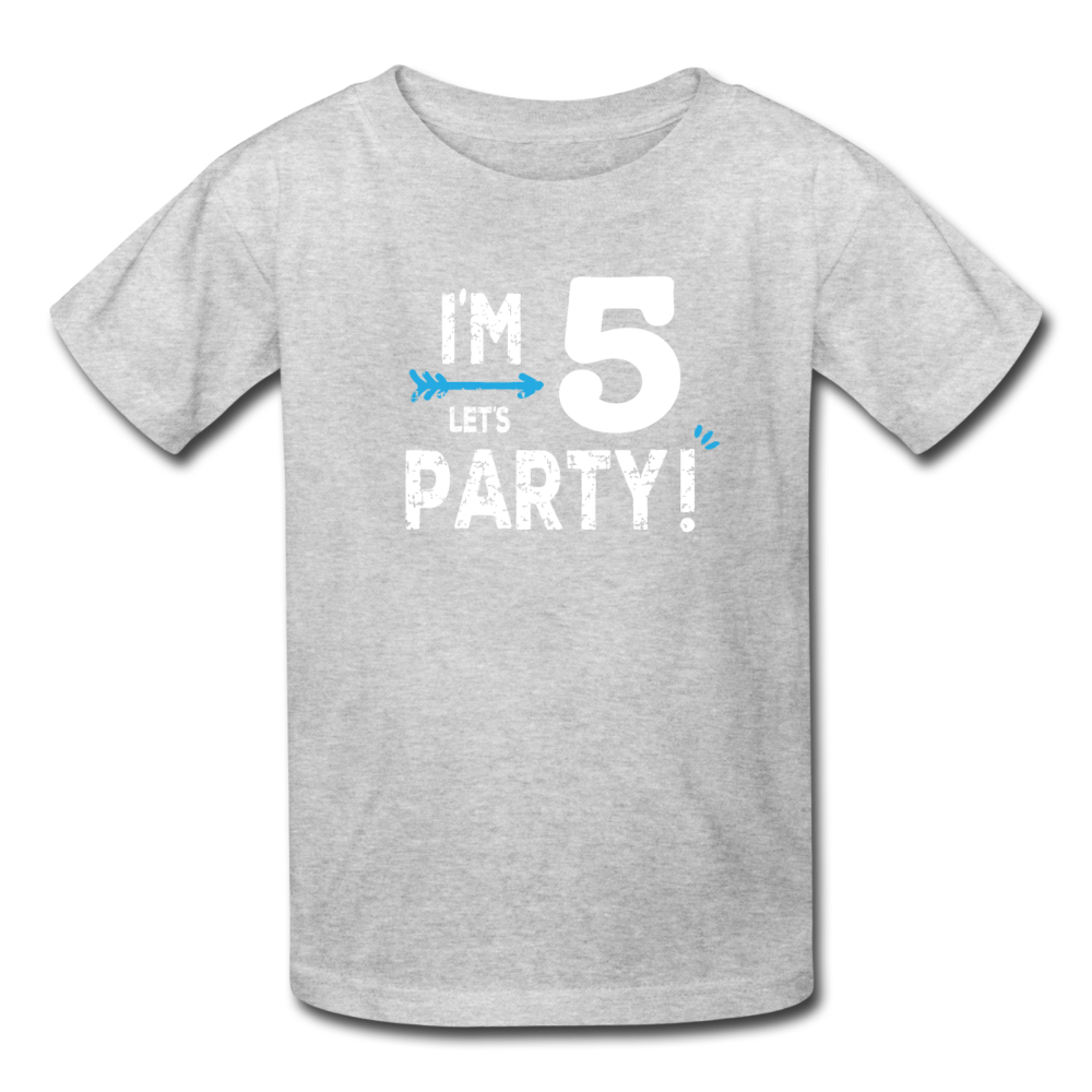Boy 5th Birthday Shirt, I'm Five Lets Party Kids' T-Shirt Fruit of the Loom - heather gray
