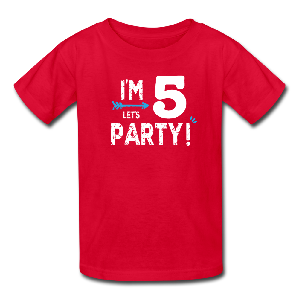 Boy 5th Birthday Shirt, I'm Five Lets Party Kids' T-Shirt Fruit of the Loom - red