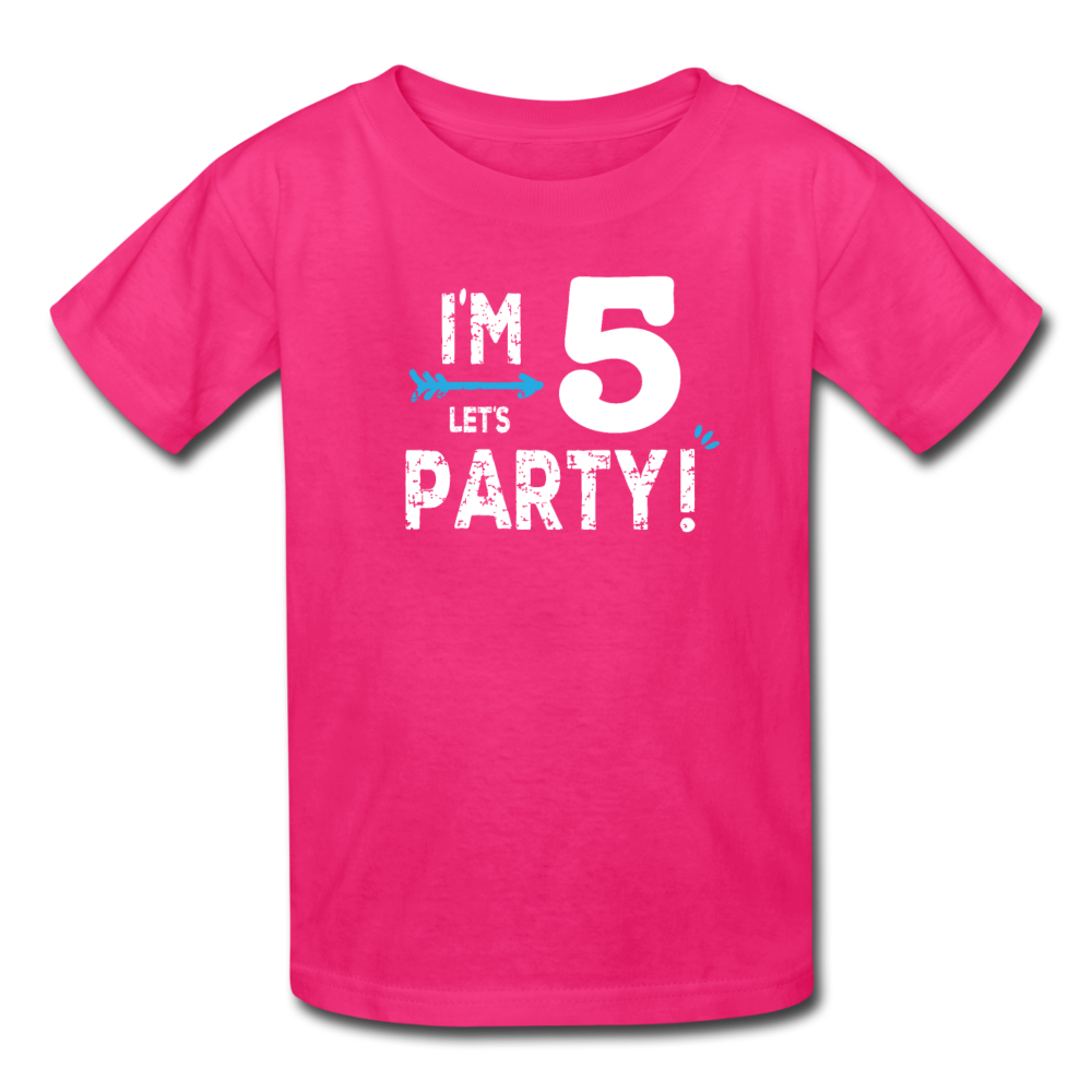 Boy 5th Birthday Shirt, I'm Five Lets Party Kids' T-Shirt Fruit of the Loom - fuchsia