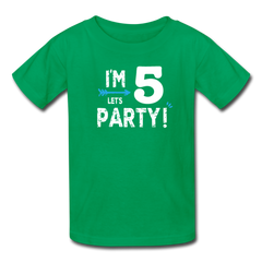 Boy 5th Birthday Shirt, I'm Five Lets Party Kids' T-Shirt Fruit of the Loom - kelly green